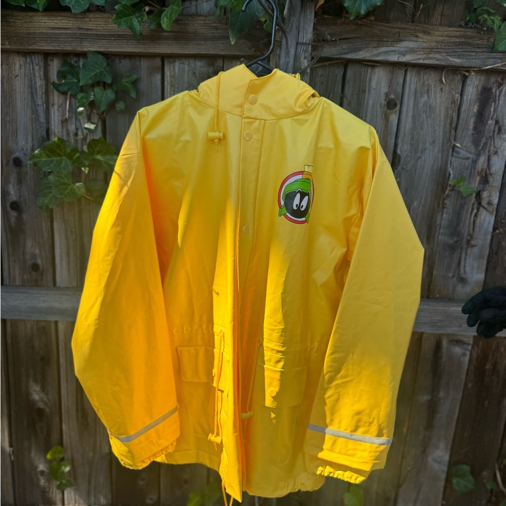 Yellow Warner Brothers Rain Jacket with Cartoon Patch